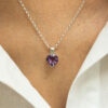 Amethyst heart and silver pendant necklace