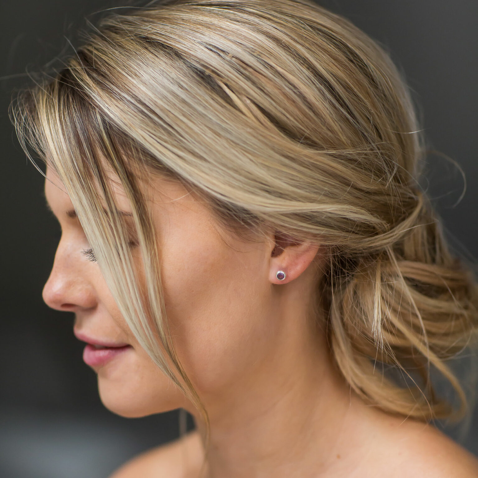 Amethyst and silver stud earrings