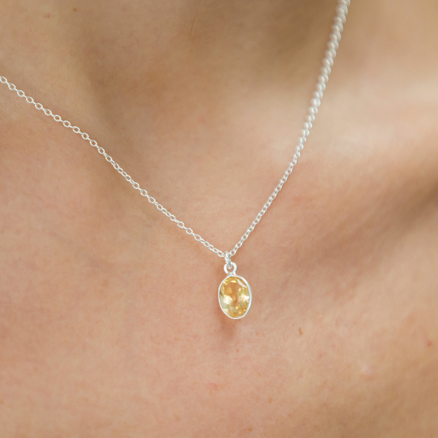 Citrine and silver necklace