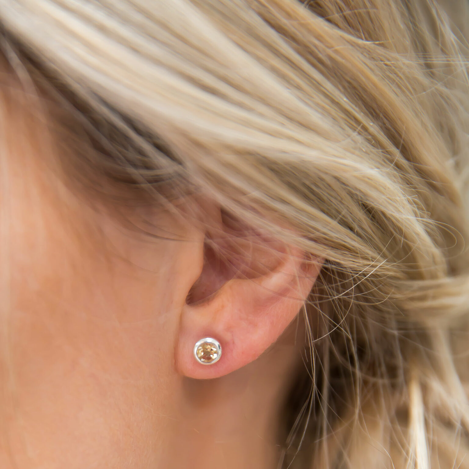 Citrine and silver stud earrings