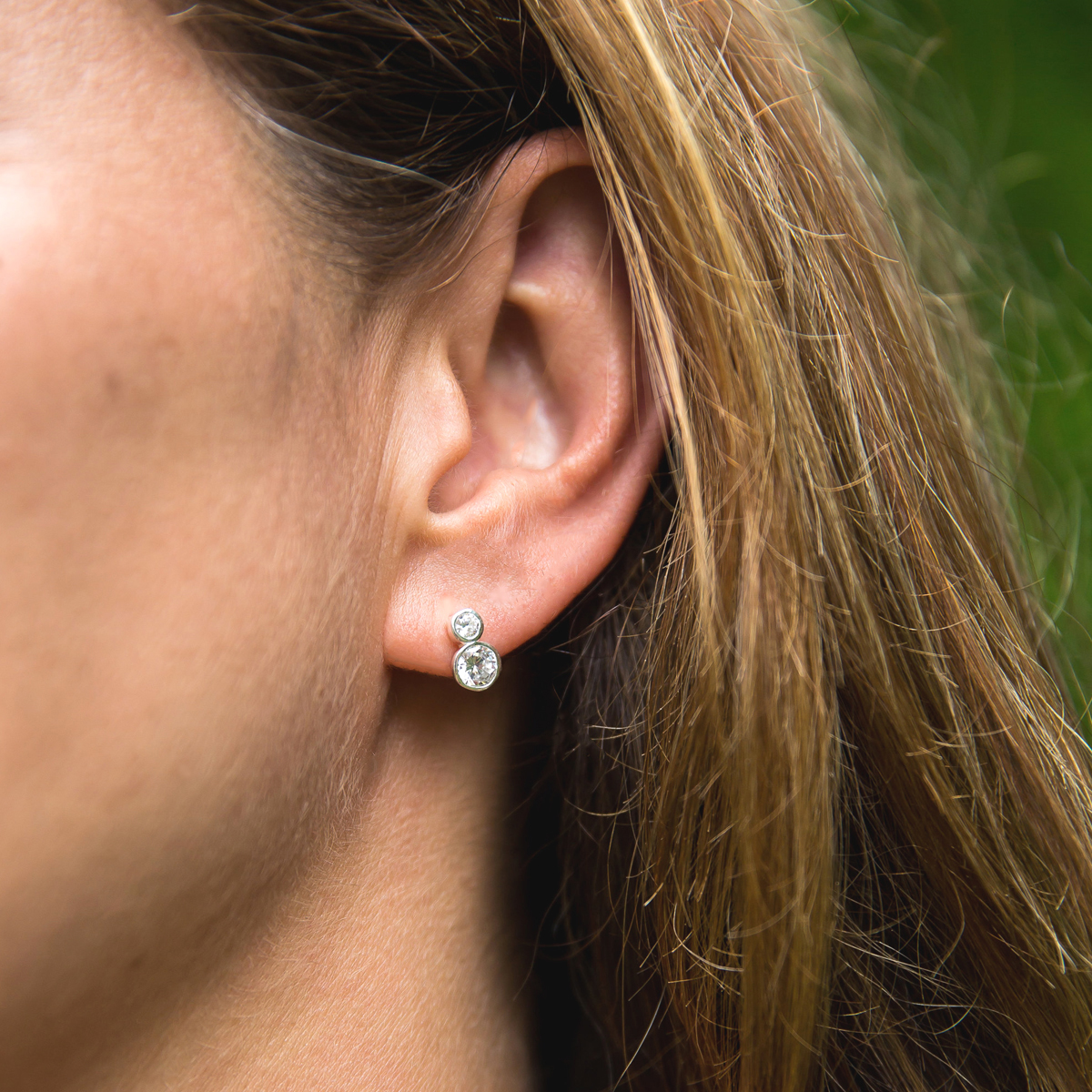 Double sparkle cubic zirconia stud earrings TigerLily Jewellery