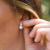 Pearl and cubic zirconia stud earrings - Image 2