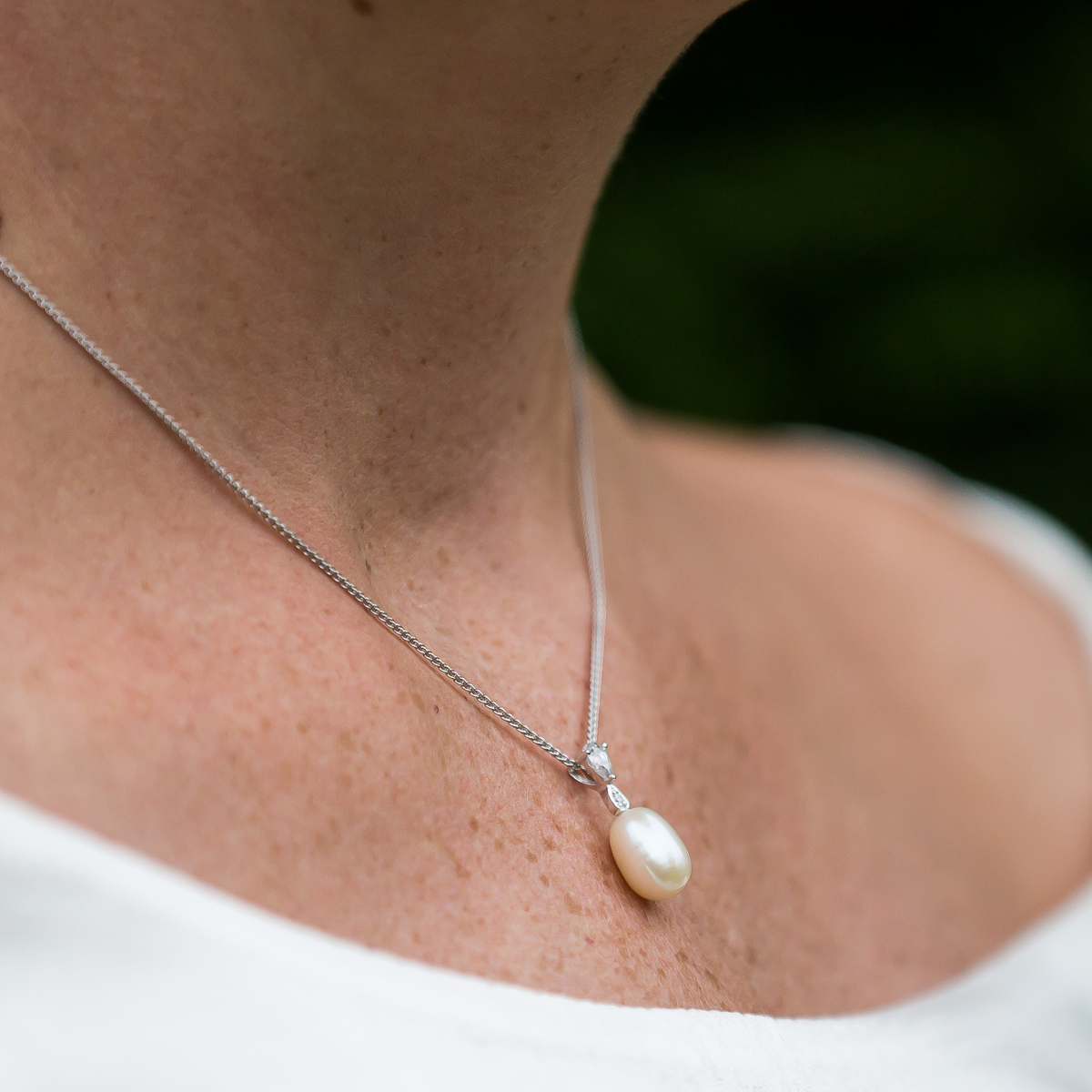 Teardrop Hoop Necklace Freshwater Pearl | Beatrixbell Handcrafted Jewelry –  Beatrixbell Handcrafted Jewelry + Gift