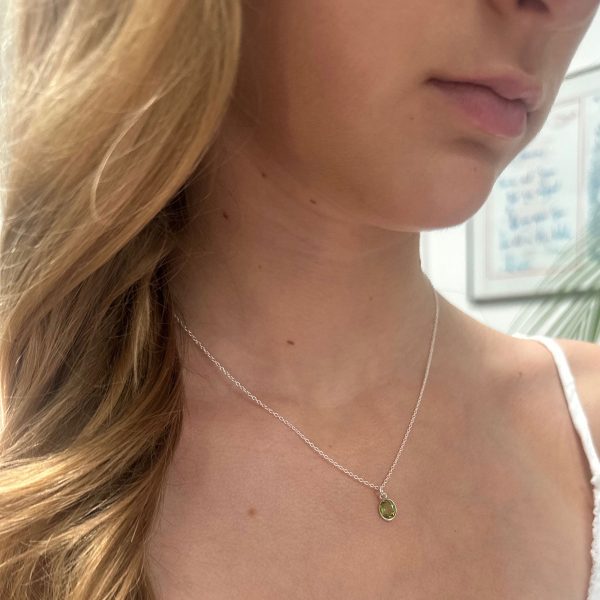Peridot and silver necklace