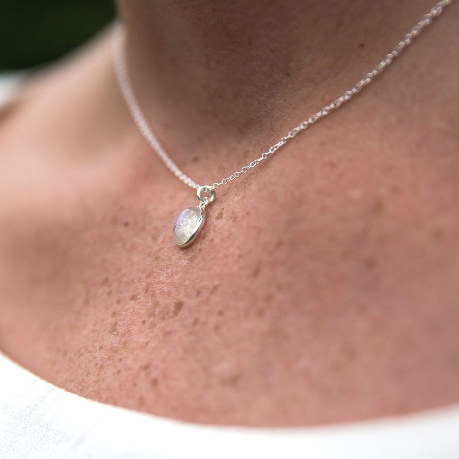 Rainbow moonstone pendant necklace
