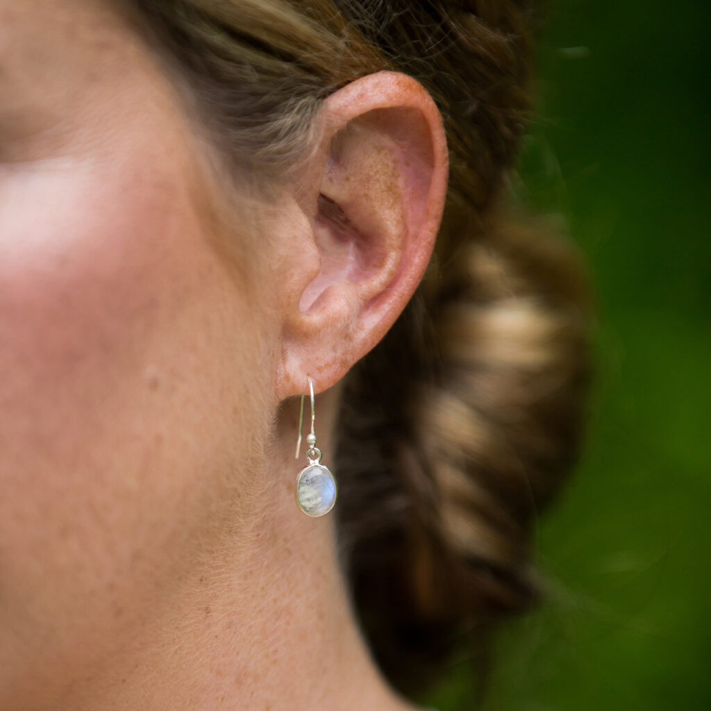 Rainbow moonstone drop earrings TigerLily Jewellery