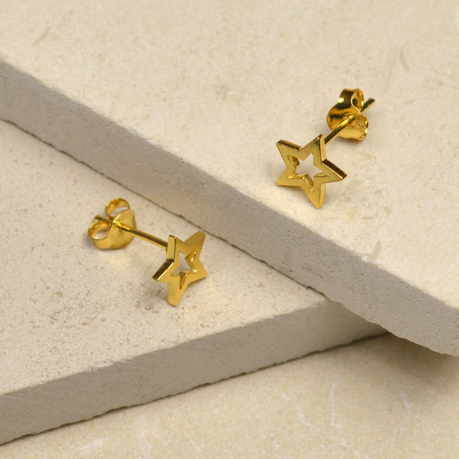 Gold star stud earrings TigerLily Jewellery