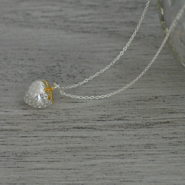 Silver and gold strawberry necklace - Image 2