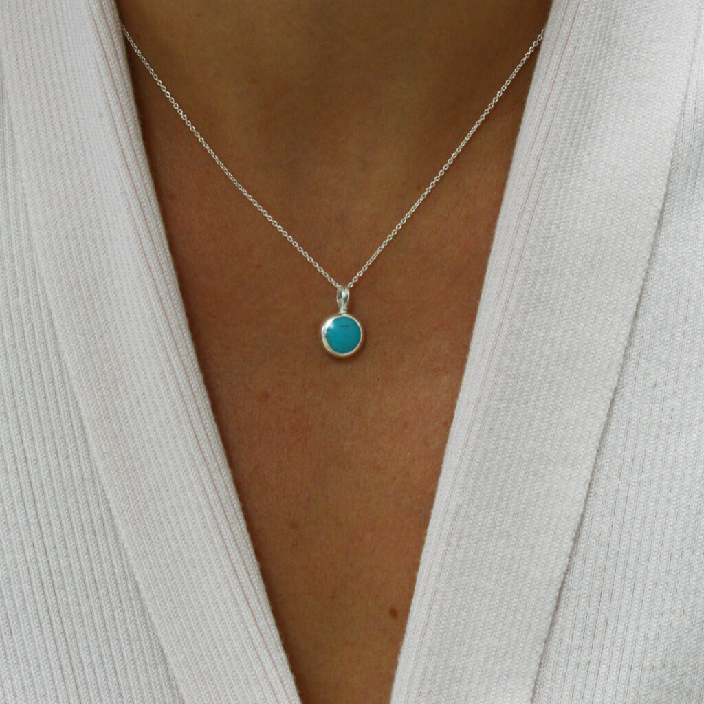 Turquoise and silver pendant necklace - TigerLily Jewellery
