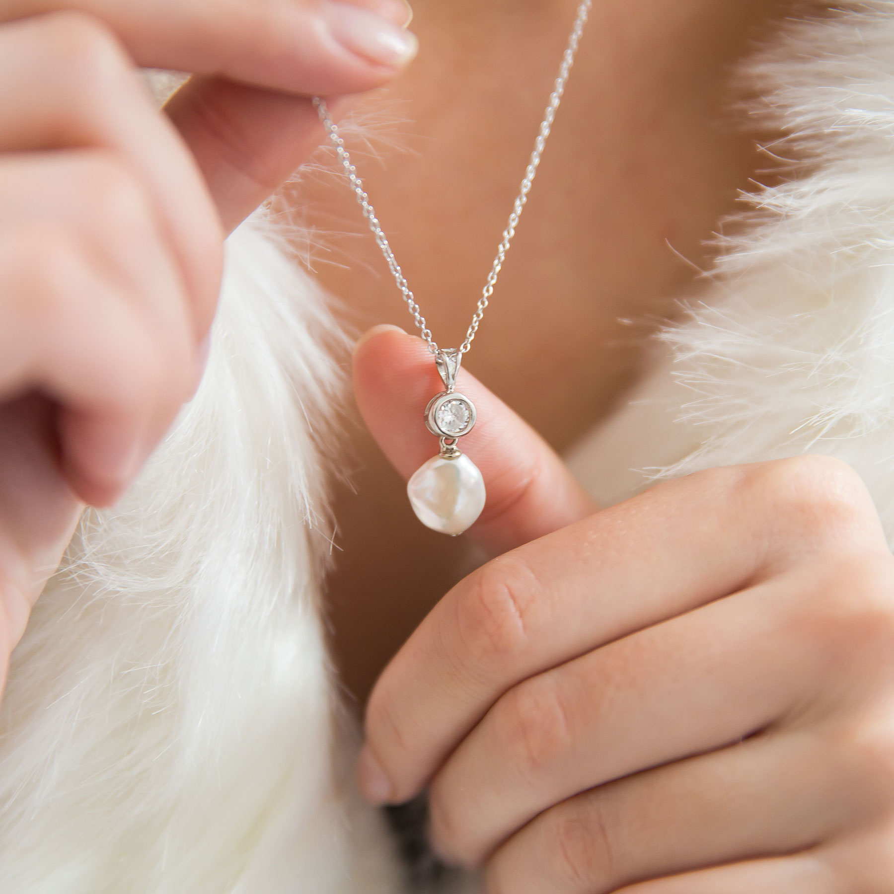 Baroque pearl and sparkle necklace TigerLily Jewellery