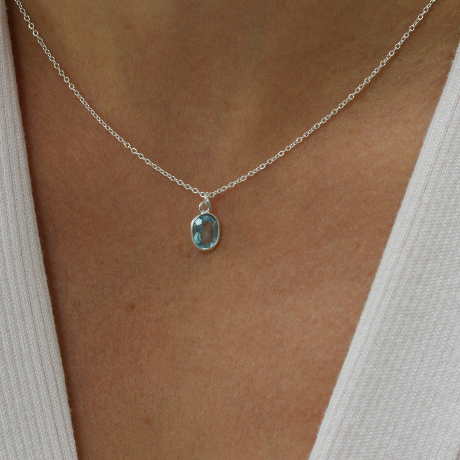 Blue topaz and silver necklace