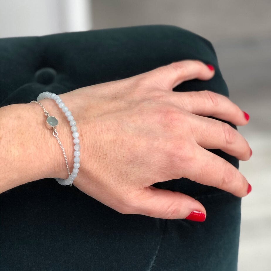 Aquamarine and silver bracelet