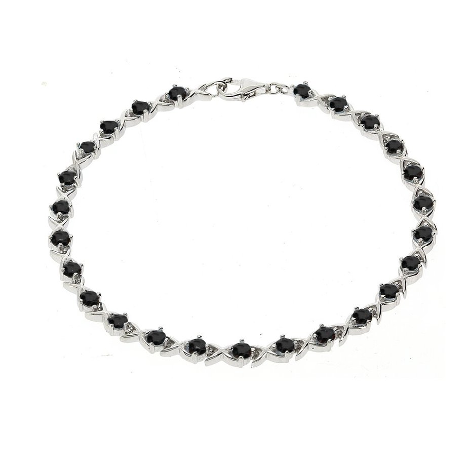 Men's Blue Lab-Created Sapphire Tennis Bracelet in Sterling Silver with  Black Rhodium - 9.0