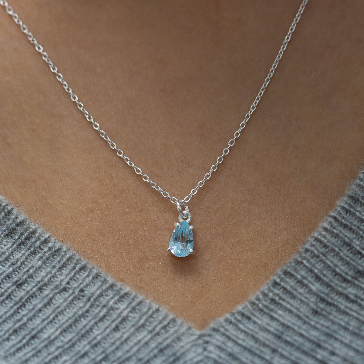 Blue topaz teardrop necklace