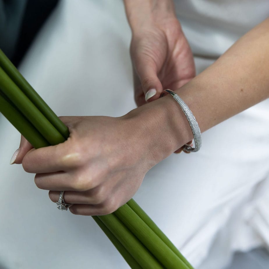 Silver and cubic zirconia bangle