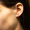 Gold-plated multi-coloured stone sleeper earrings - Image 2