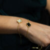 Gold and mother of pearl four leaf clover bracelet - Image 3