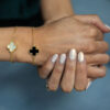 Gold and mother of pearl four leaf clover bracelet - Image 2