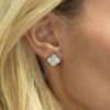 Silver and mother of pearl four leaf clover earrings - Image 2