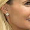 Silver and mother of pearl four leaf clover earrings