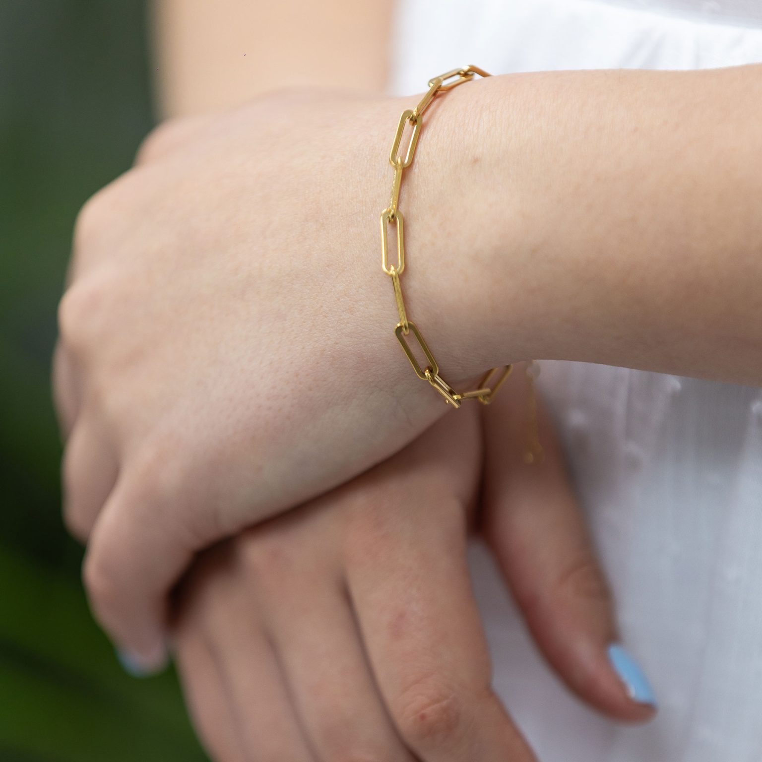 Gold-tone paperclip chain bracelet