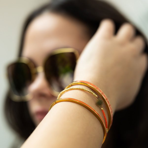 Coral enamel mosaic bangle - Image 2