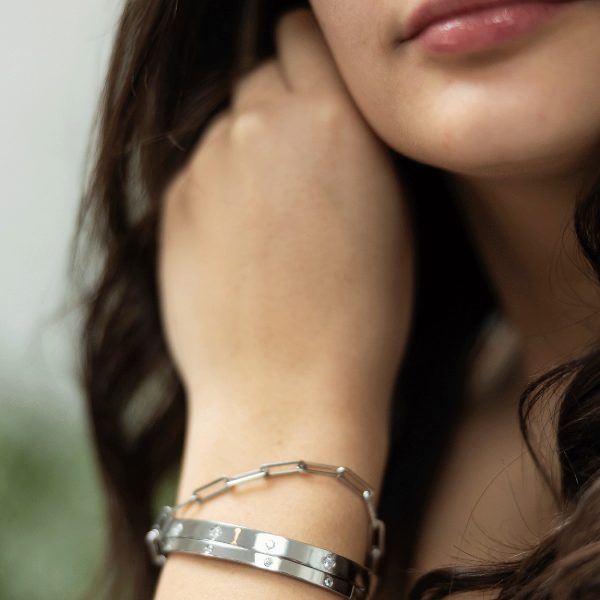 Silver bangle with sparkle - Image 2