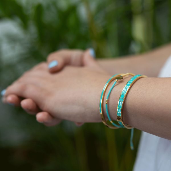 Turquoise enamel bangle - Image 2