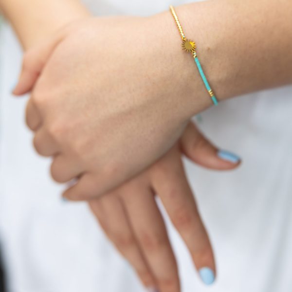 Turquoise bead and sun friendship bracelet
