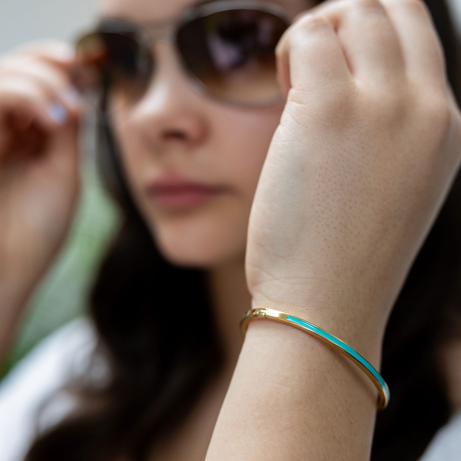 Turquoise enamel bangle