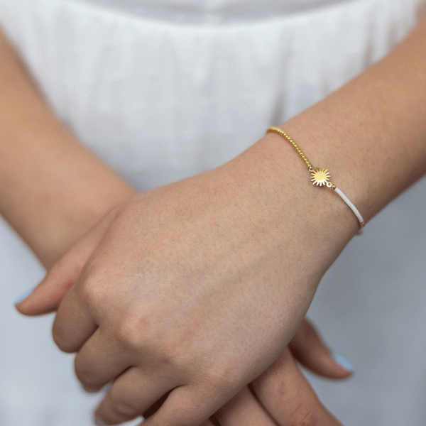White bead and sun friendship bracelet