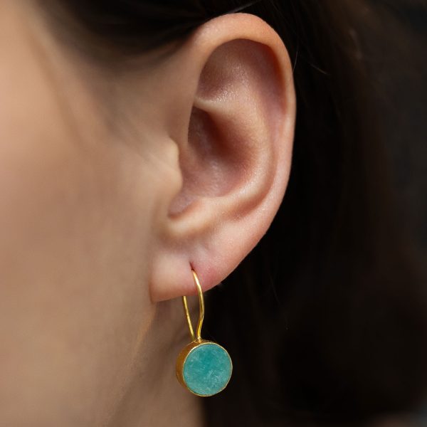 Gold and amazonite drop earrings