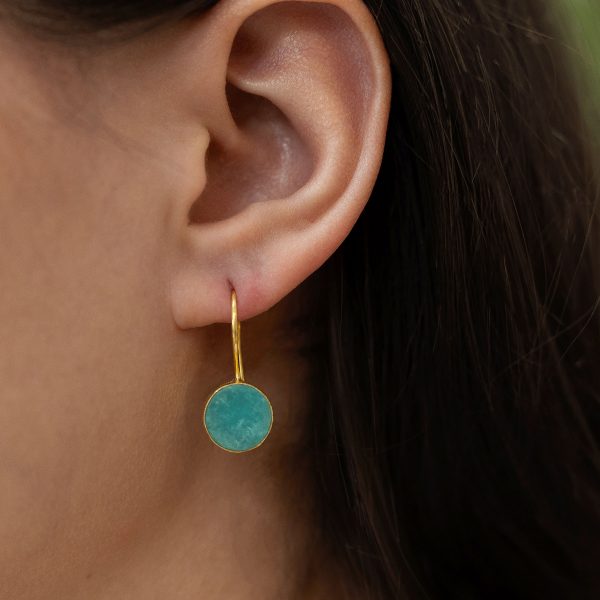 Gold and amazonite drop earrings - Image 2