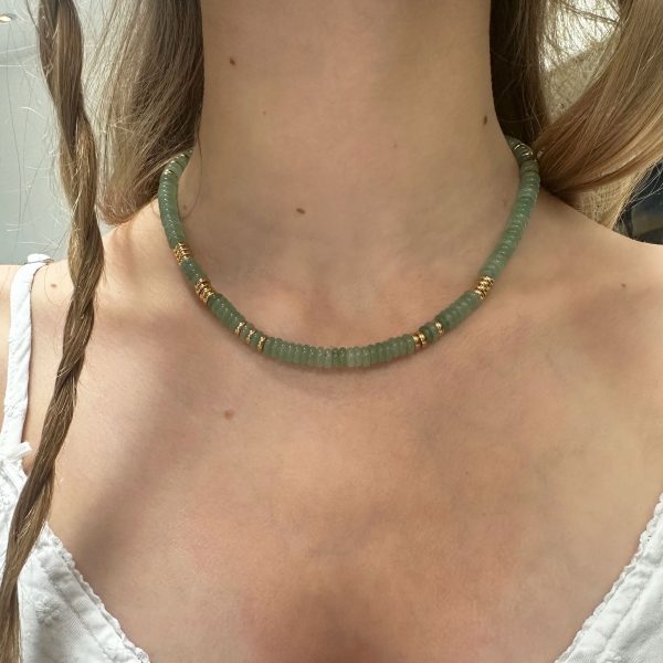 Amazonite and gold-coloured necklace