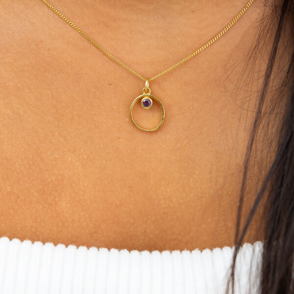 Hoop and amethyst necklace