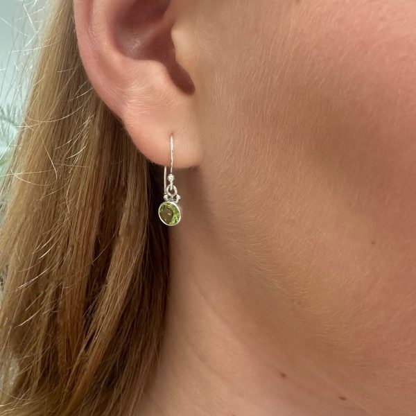 Peridot round drop earrings