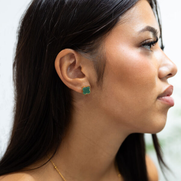 Green aventurine clover earrings