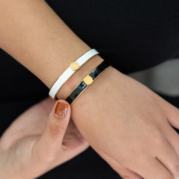 Black enamel roman numeral bangle