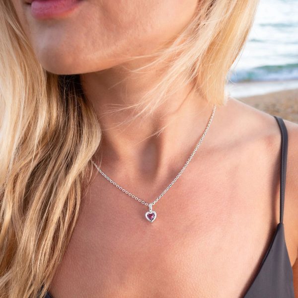 Pink tourmaline heart pendant necklace