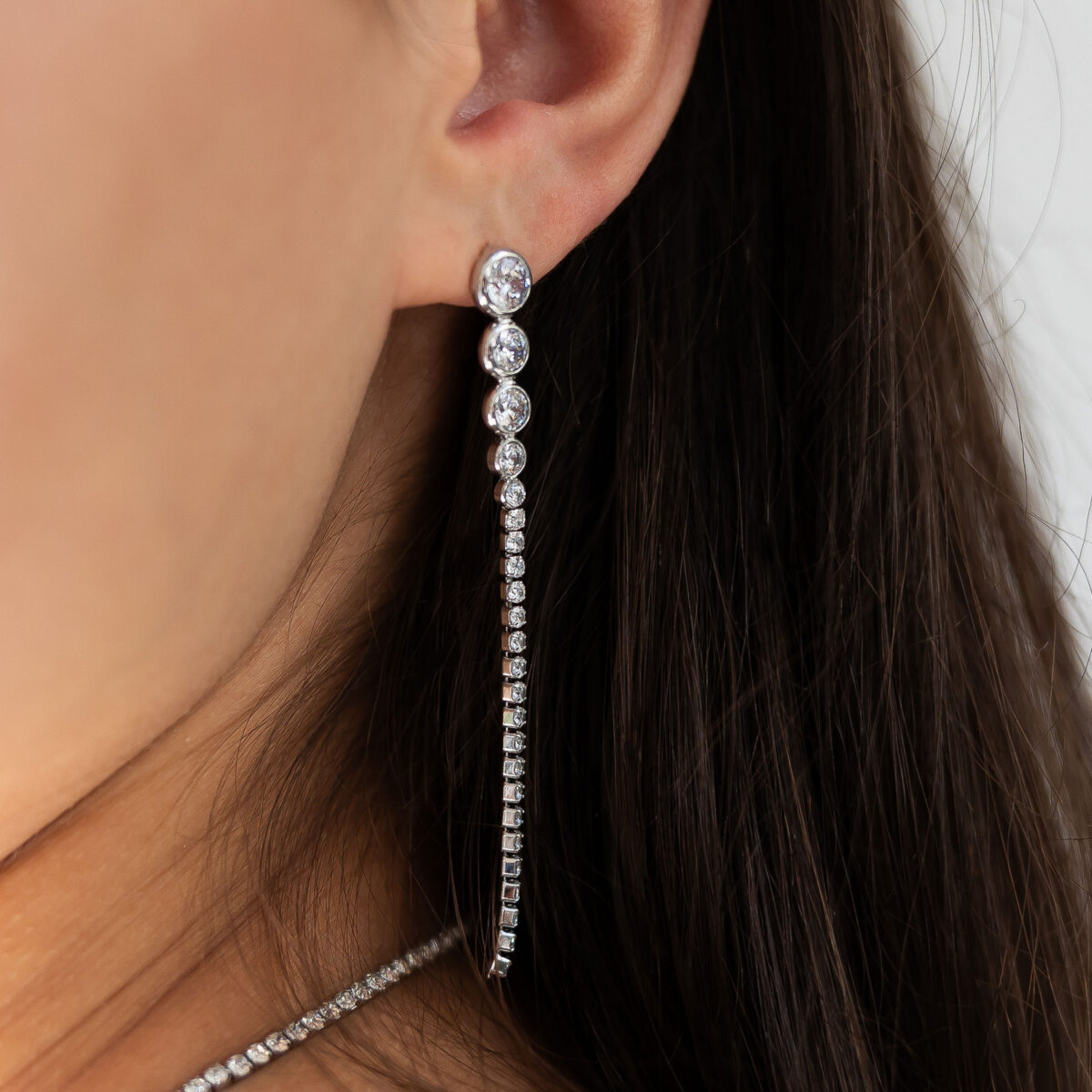 Silver-tone sparkle drop earrings