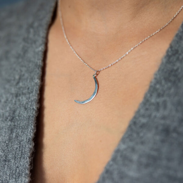 Silver crescent moon necklace