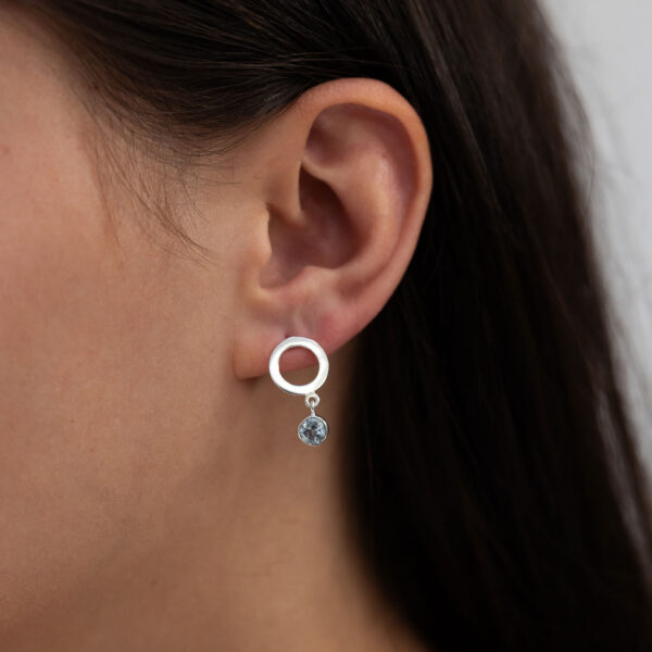 Silver ring and blue topaz drop earrings