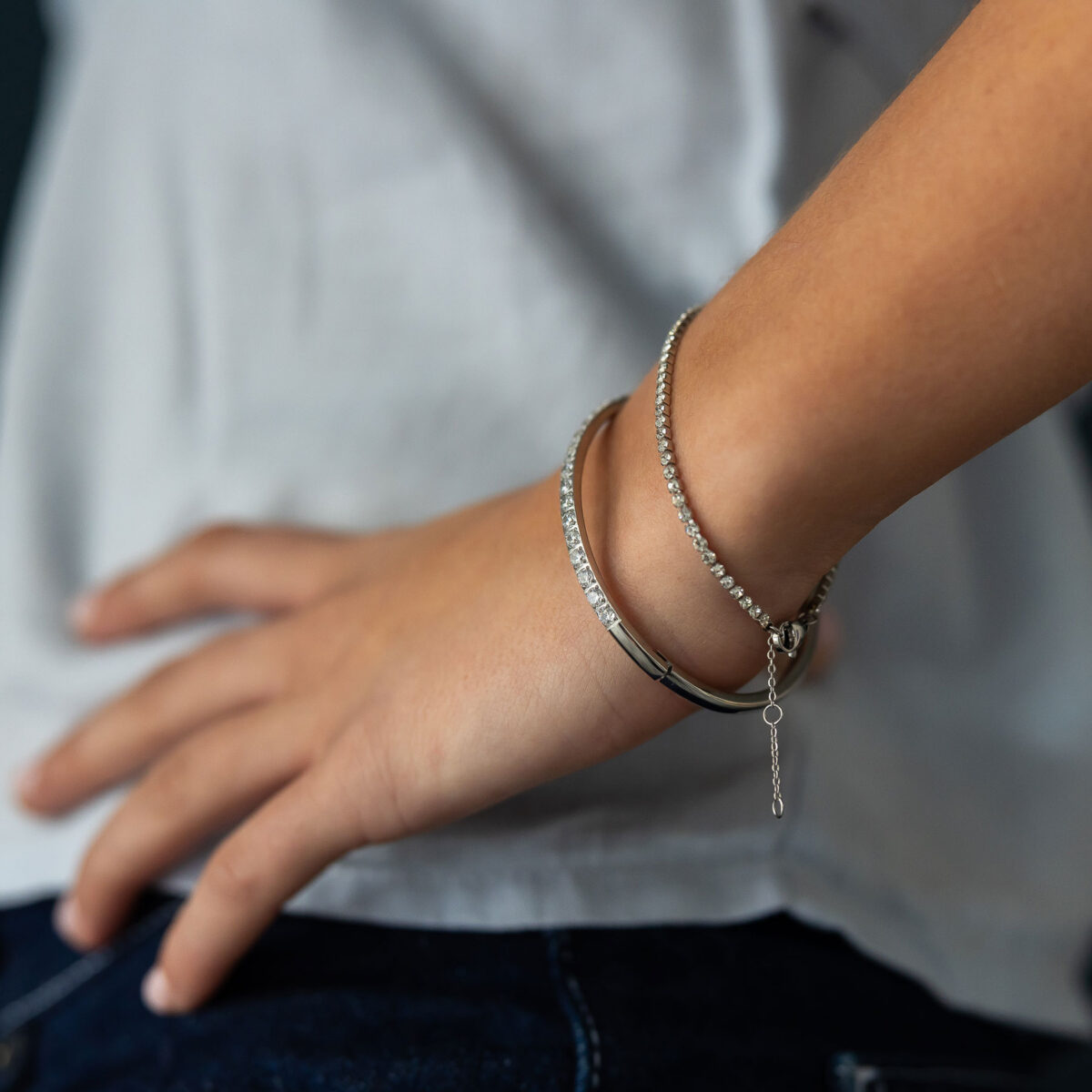 Silver tennis bracelet