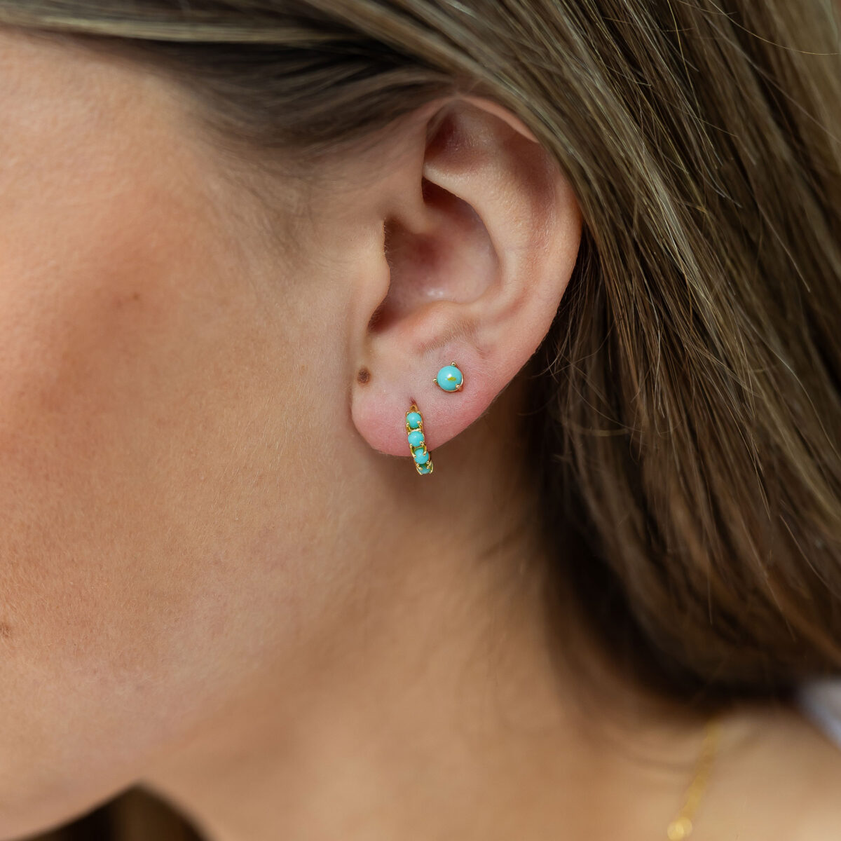 Mini turquoise stud earrings