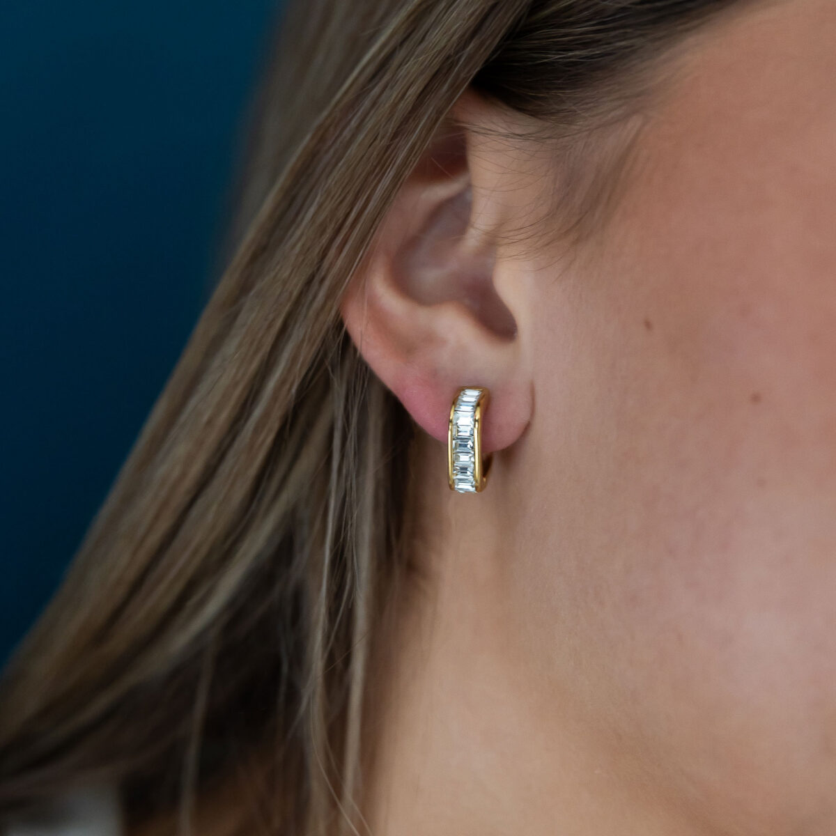Baguette huggie earrings