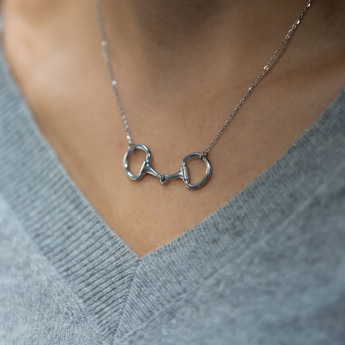 Silver-tone snaffle necklace