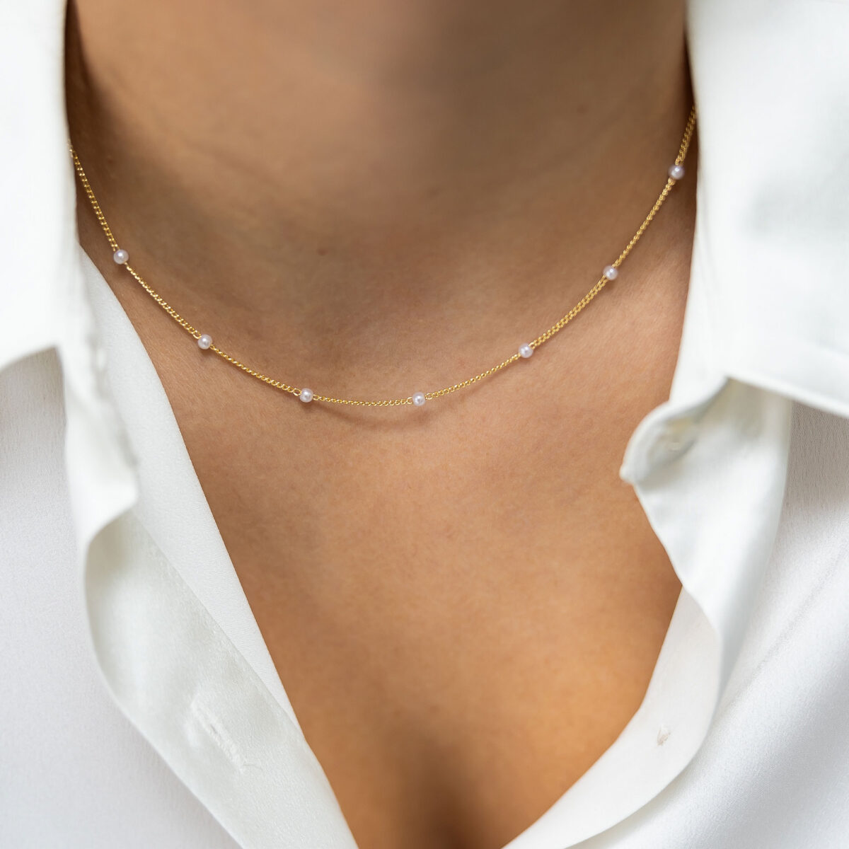 Freshwater pearl chain necklace