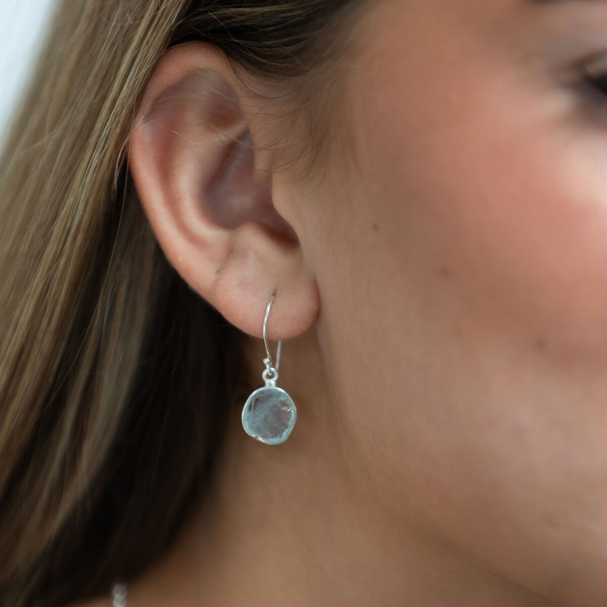 Raw aquamarine and silver earrings
